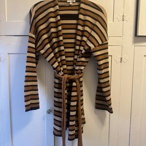 Amuse Society Tan and Black Striped Cardigan
